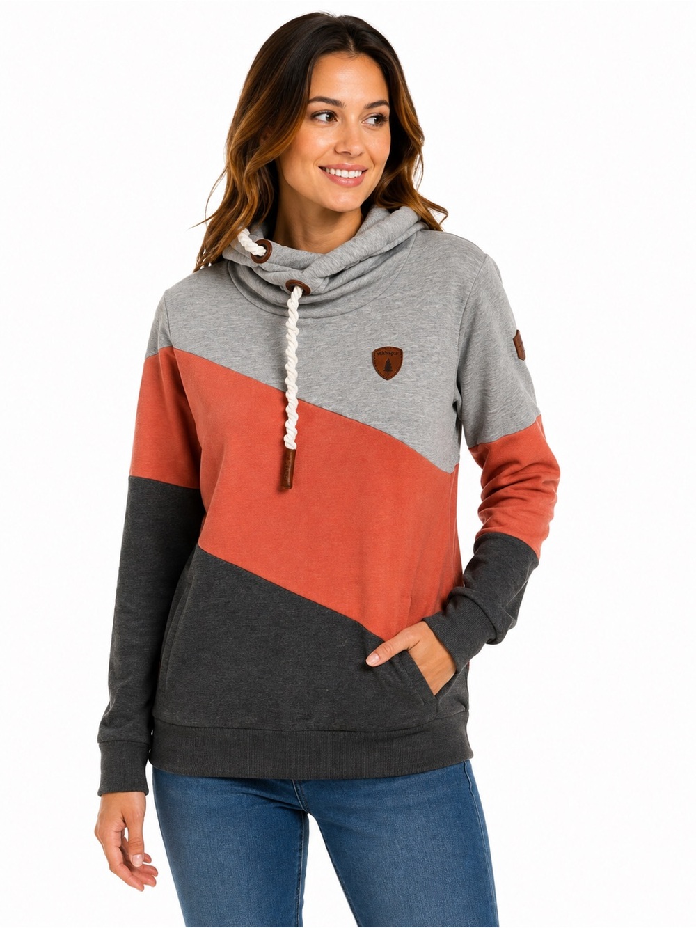 Wanakome Casual Colorblock Hoodie Sweater - xs